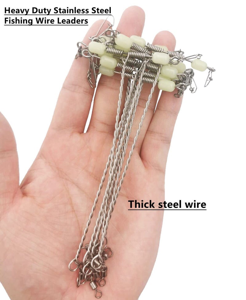 Mimilure Bottom Fishing Rigs Wire Trace: 10pcs Heavy Duty Steel Drop Leader for Surf and Saltwater Gear - Image 3
